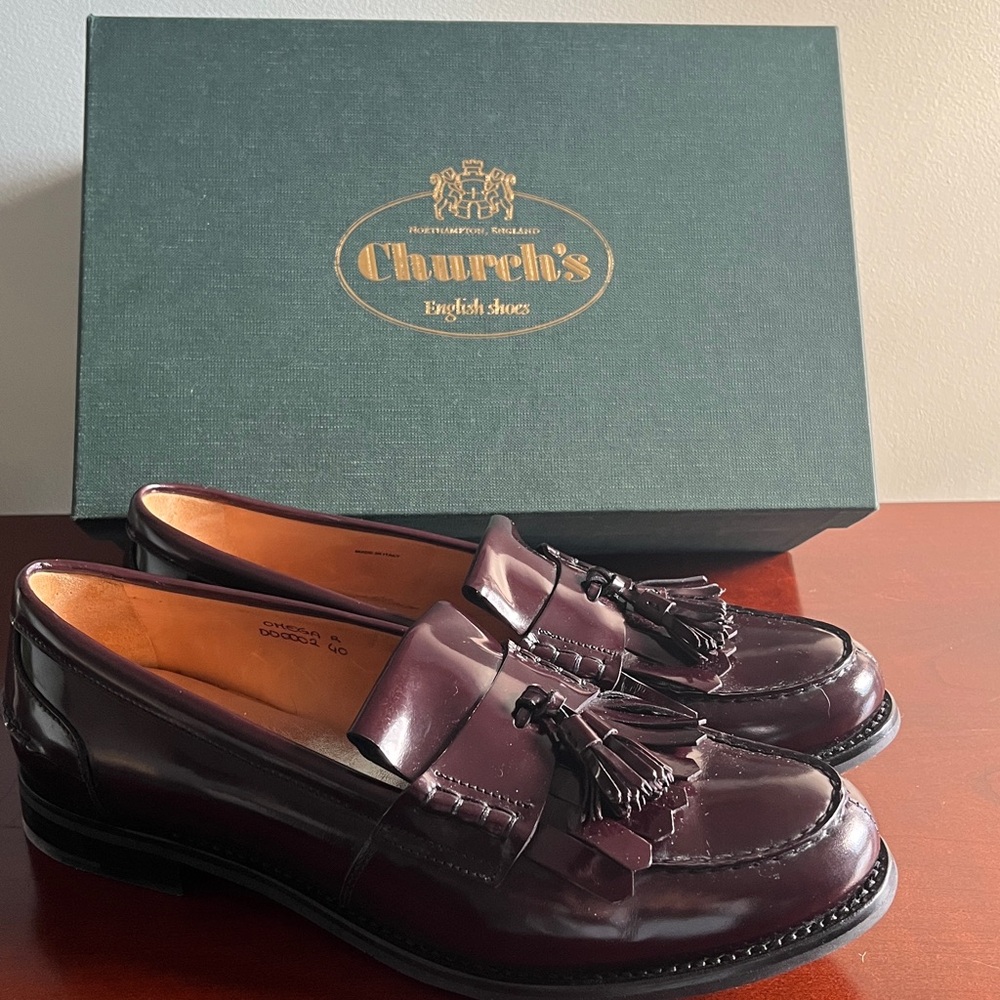 Church's Burgundy Leather Tassel Loafers